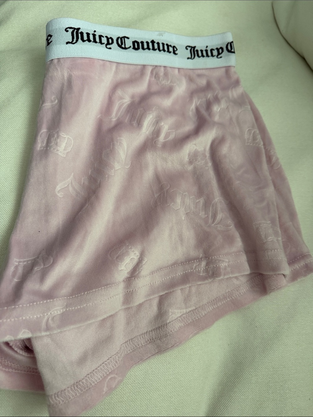 Juicy Couture Light Pink Logo-Embossed Sleep Shorts